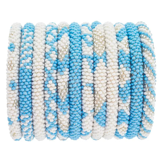 Roll-On® Gameday Bracelet Stack (Carolina Blue/White)