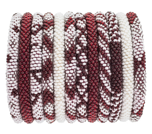 Roll-On® Gameday Bracelet Stack (Crimson/White)