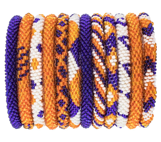 Roll-On® Gameday Bracelet Stack (Orange/Purple/White)