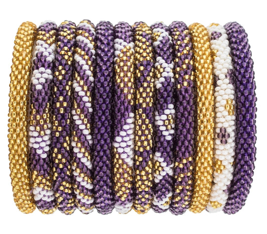 Roll-On® Gameday Bracelet Stack (Purple/Gold)