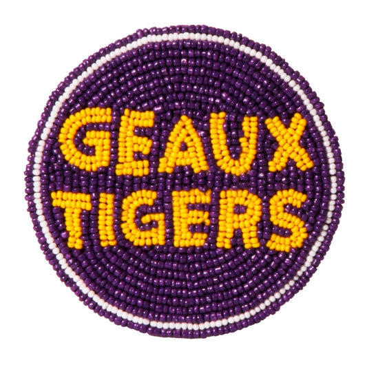 Oversized Beaded Button - LSU