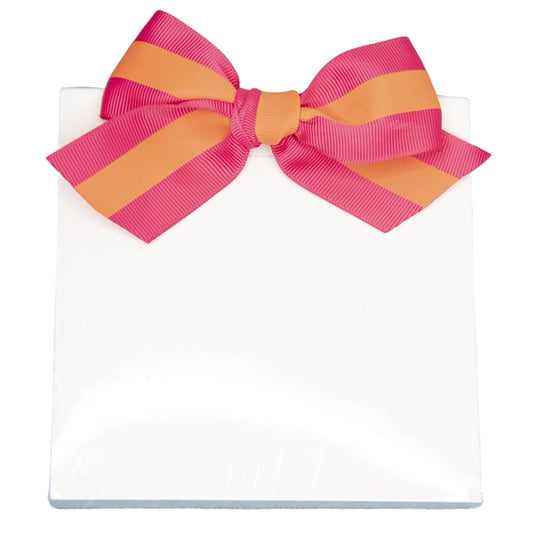 5x5" Ribbon Bow Perforated Notepads (orange/pink)