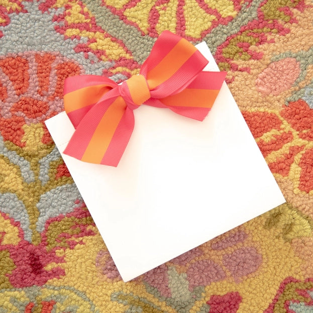 5x5" Ribbon Bow Perforated Notepads (orange/pink)