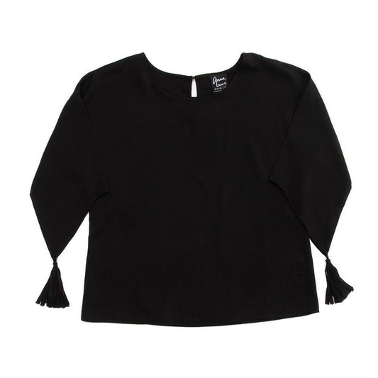 Tassel-Sleeve Top (black)