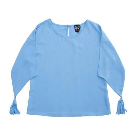 Tassel-Sleeve Top (light blue)