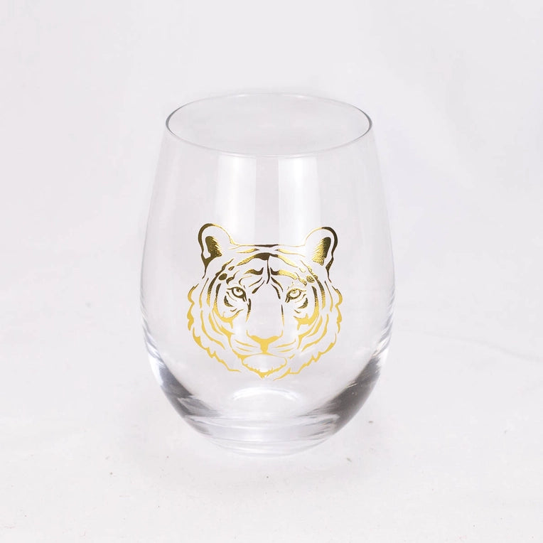 Tiger Stemless Wine Glasses (Set of 4)