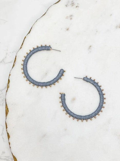 Gold-Studded Hoops - Gray