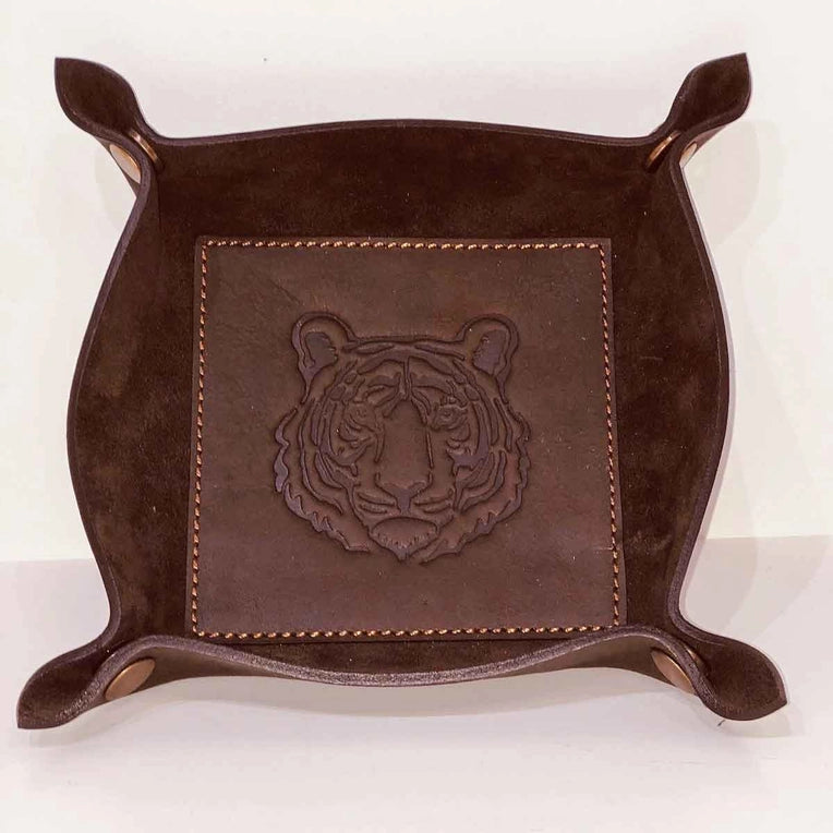 Tiger Embossed Leather Valet Tray