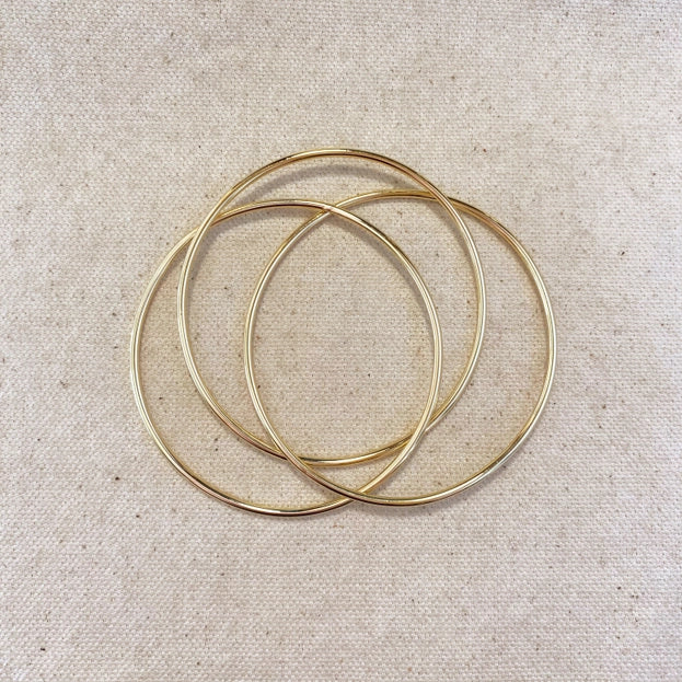 18K Gold Triple Bangle Bracelet Set