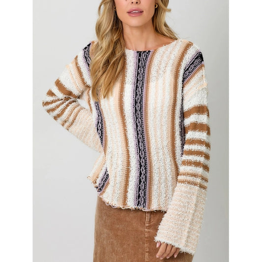 Boat Neck Fuzzy Sweater