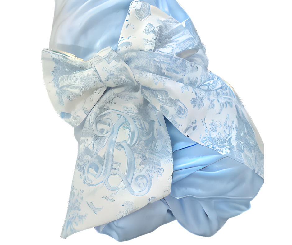 Personalized Toile Swaddling Bow (Baby Blue)