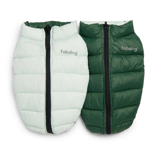 Reversible Dog Puffer Coat (Green/White)