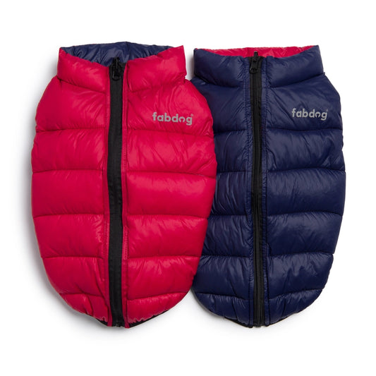 Reversible Dog Puffer Coat (Red/Navy)