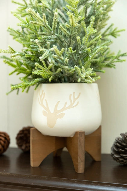 Frosted Tabletop Tree in Wooden Stand