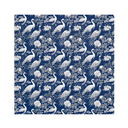 Royal Blue Crane Chinoiserie 4-Piece Toile Dinner Napkins